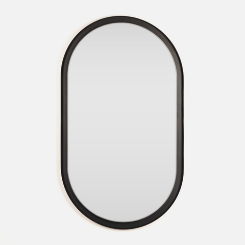 Halo Deep Frame Black Steel Pill Mirror
