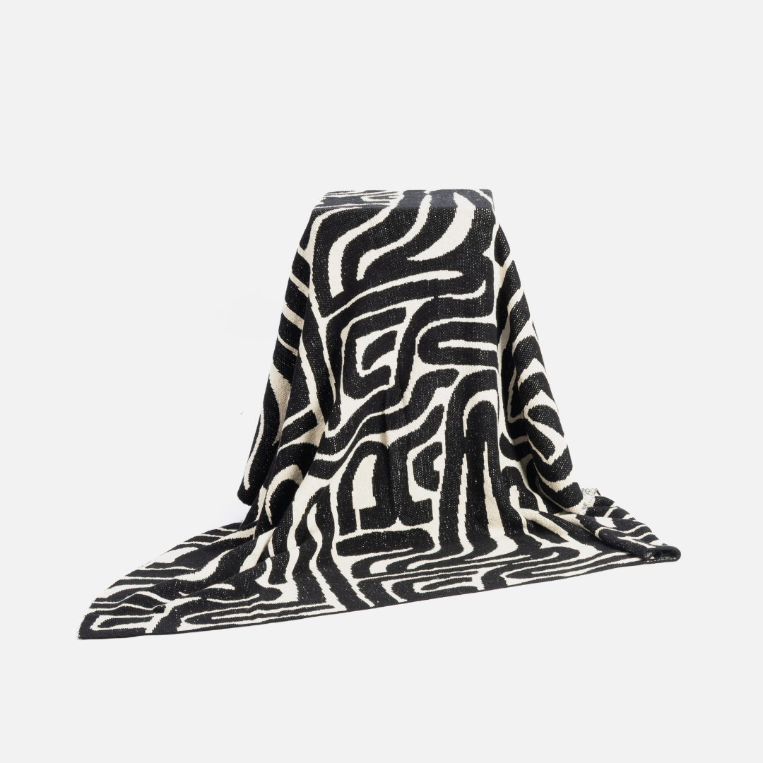 Cotton Throw - Black & Natural