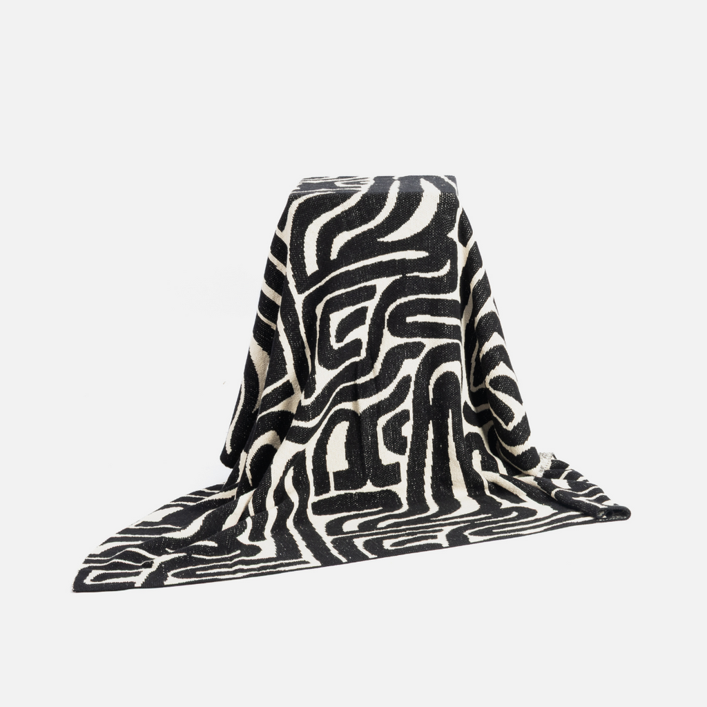 Cotton Throw - Black & Natural