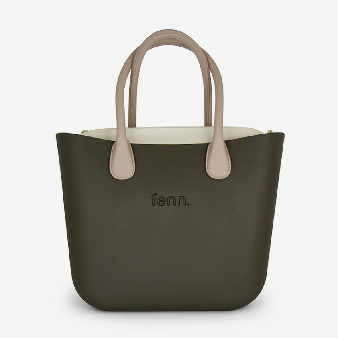 Original Handbag - Army Green - Beige Inner - Light Stone Handles