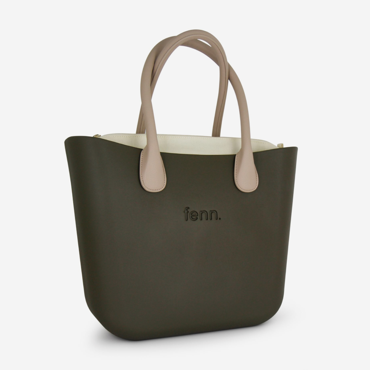 Original Handbag - Army Green - Beige Inner - Light Stone Handles