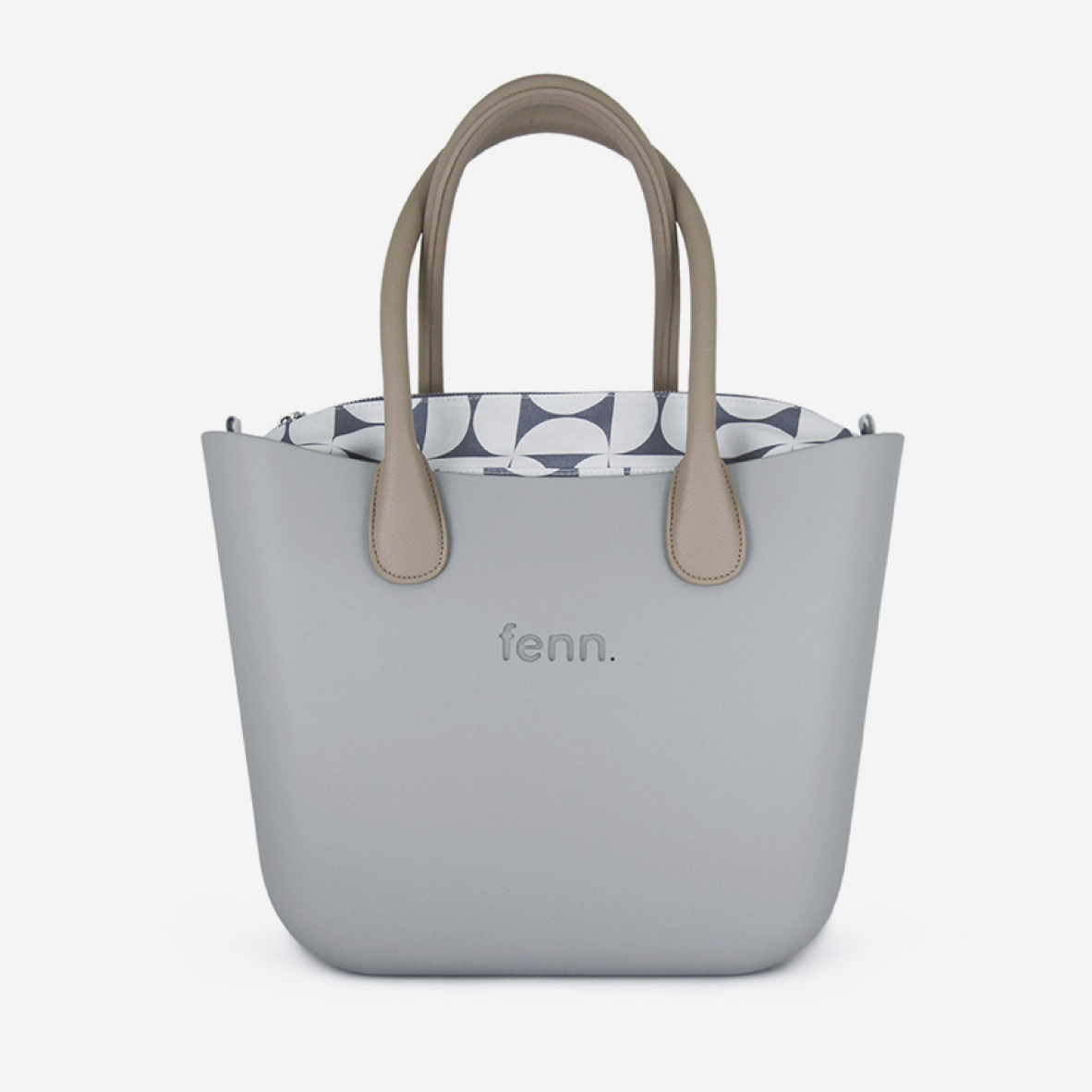 Original Handbag - Grey - Half Circles Inner - Light Stone Handles