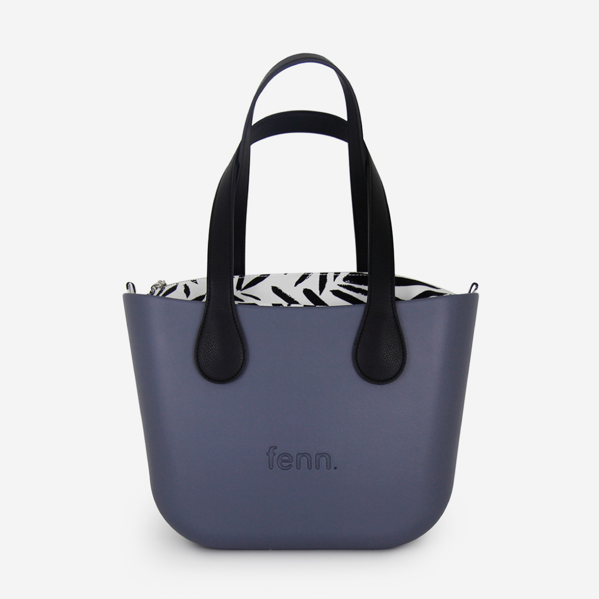 Petite Handbag - Denim - Stripe Inner - Black Handles