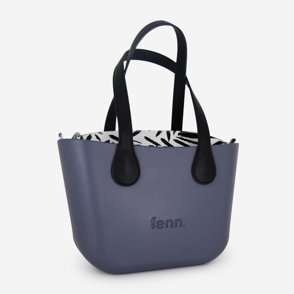 Petite Handbag - Denim - Stripe Inner - Black Handles