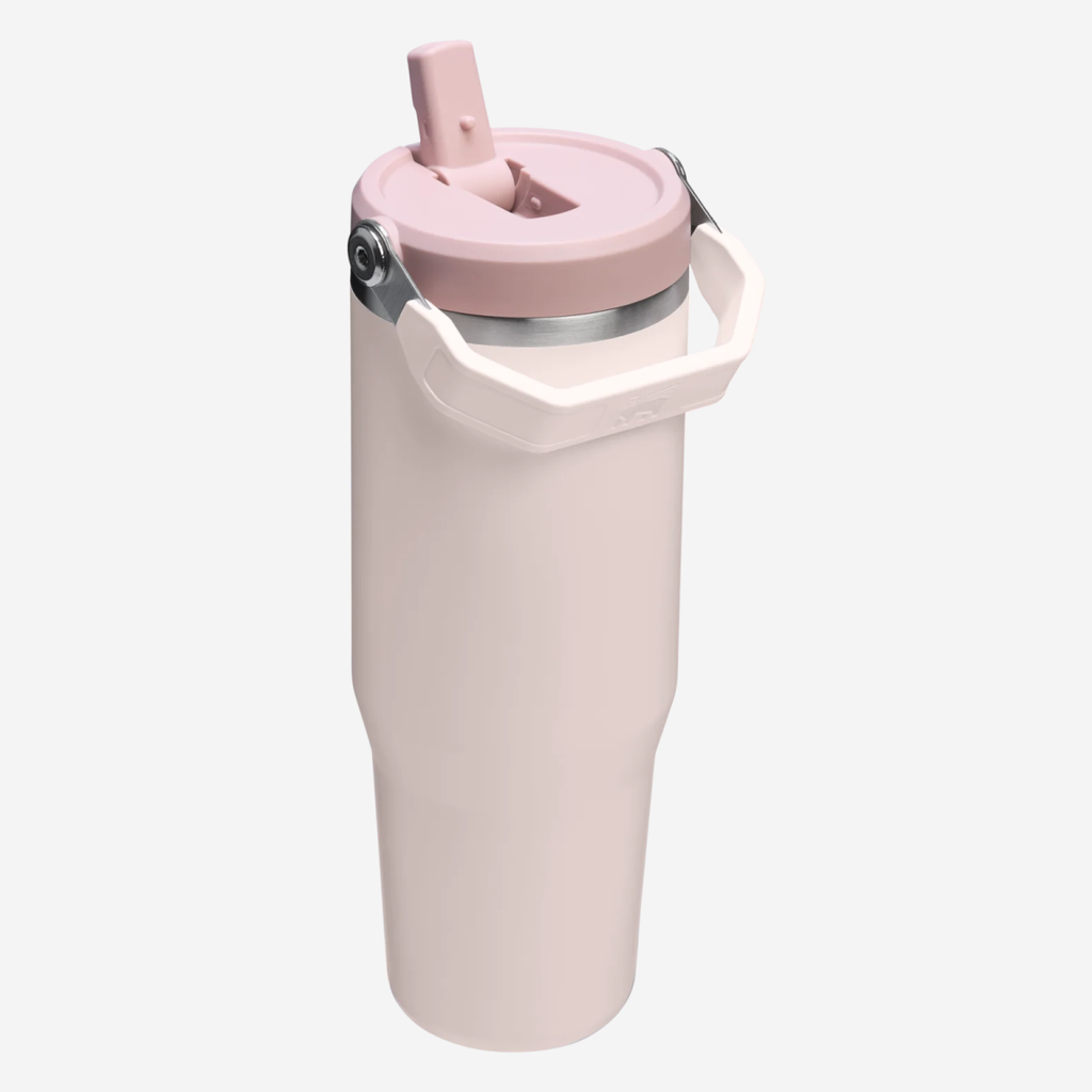 The IceFlow Flip Straw Water Bottle 890ml - Rose Quartz