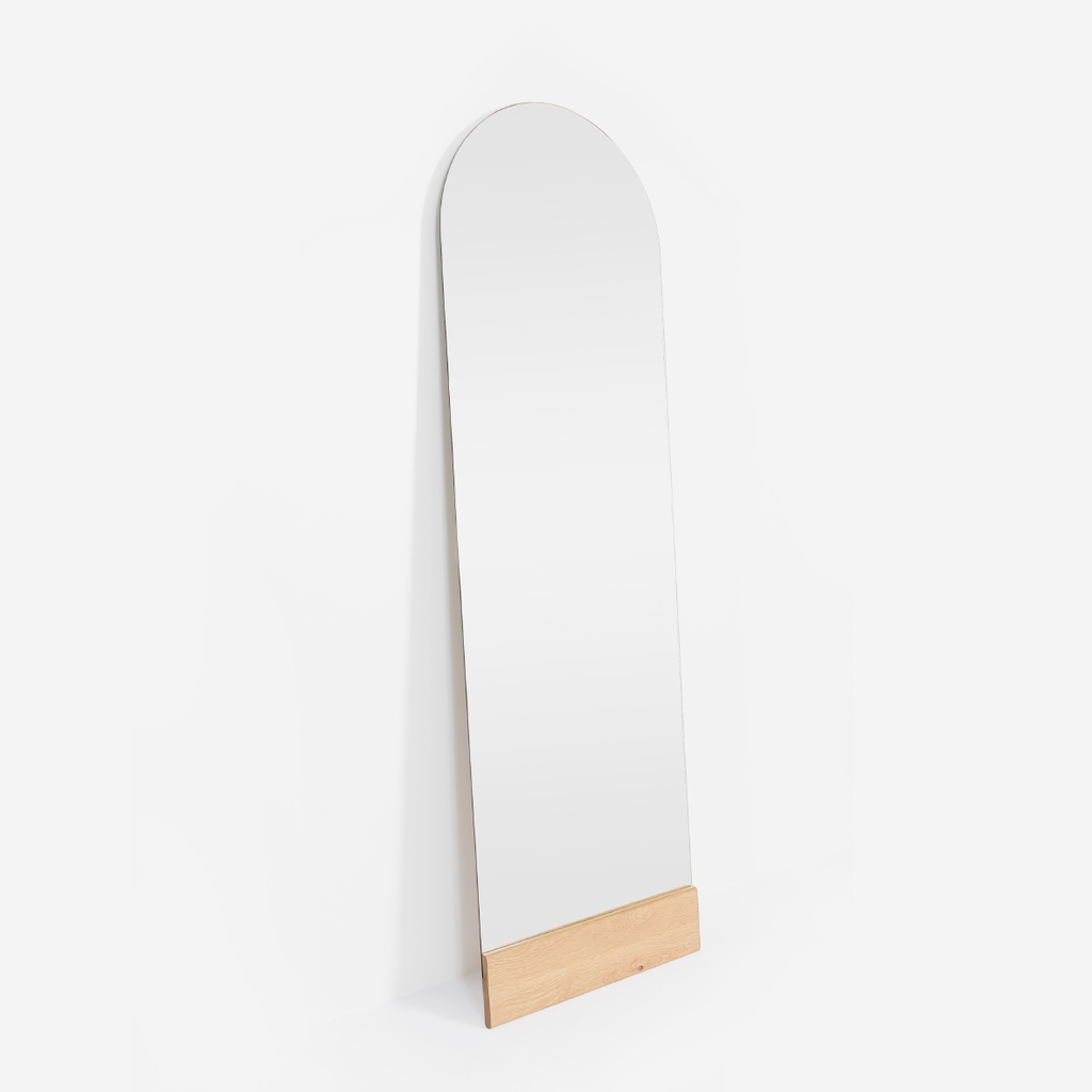Frameless Leaning Arch Mirror - Light Oak