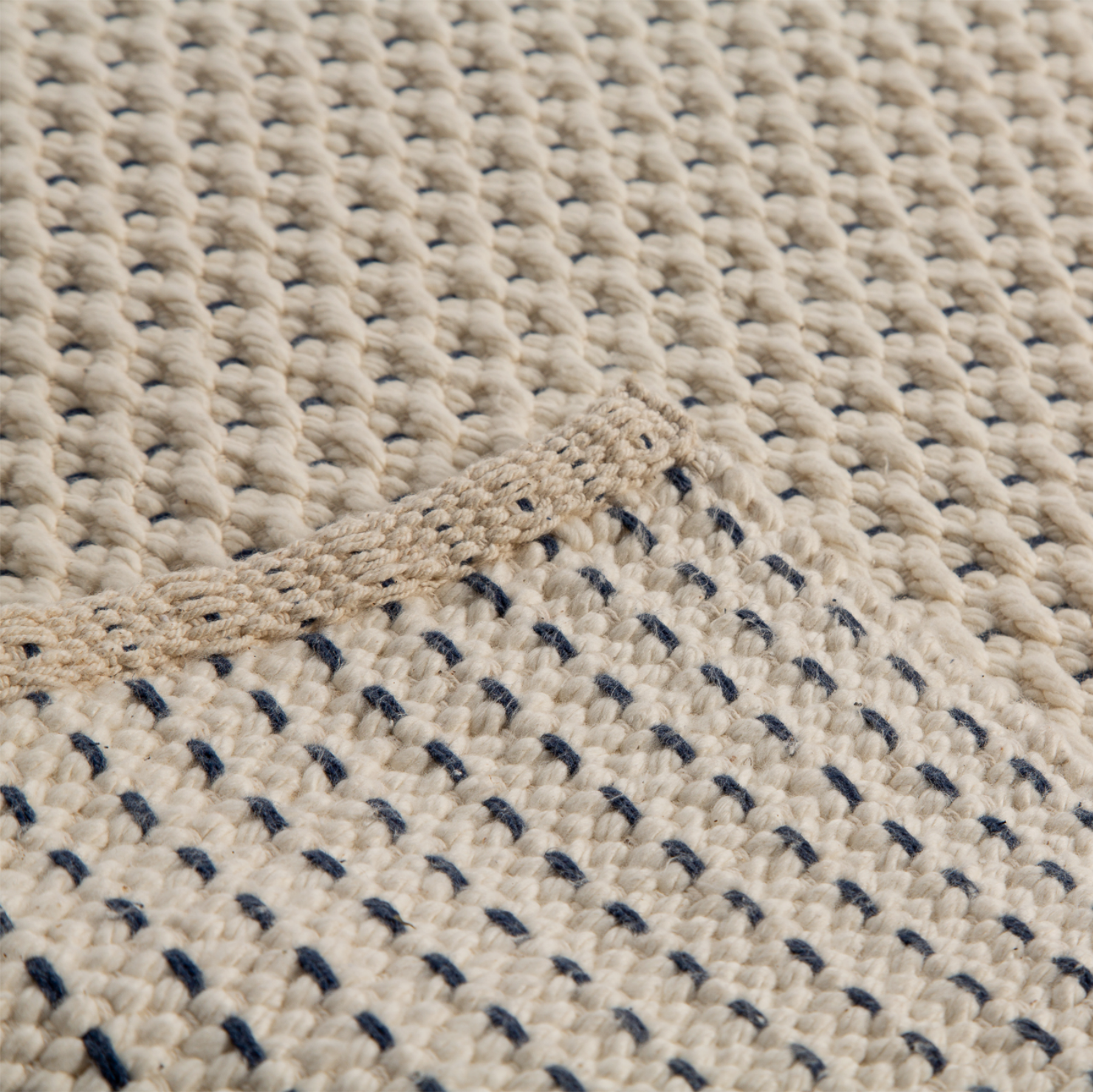 Fancy Twill Rug - Navy Pinstripe