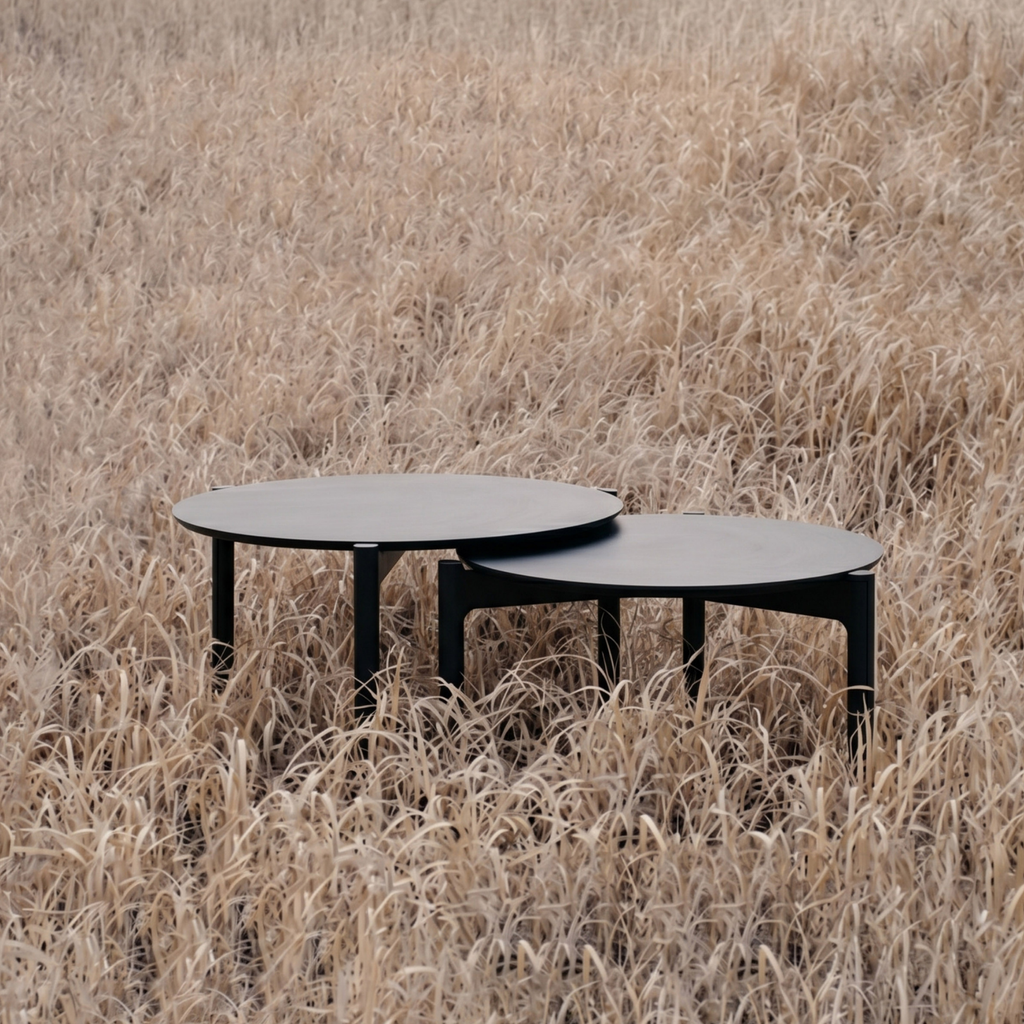 Akari Round Nesting Tables - Ebony Oak