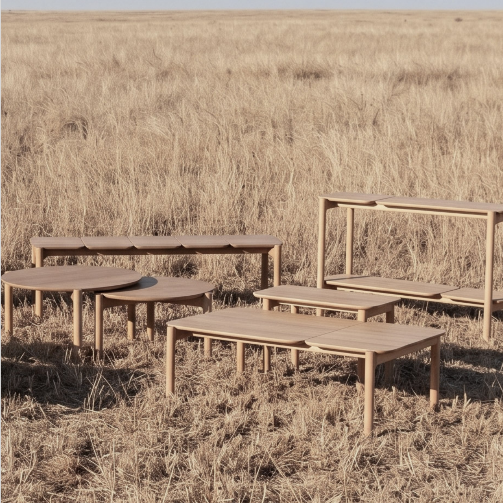 Akari Round Nesting Tables - Solid Oak