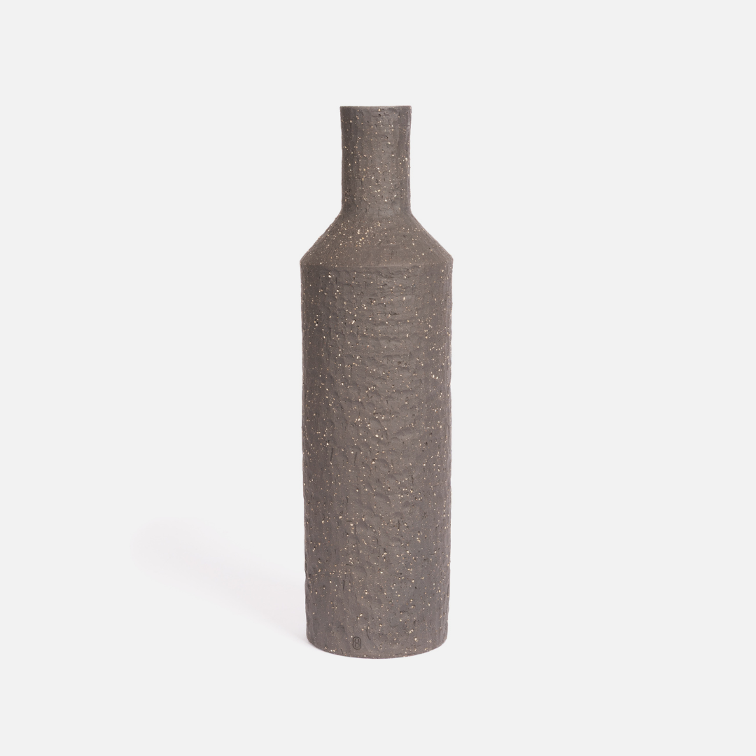 Etched Bottle Vase - Charcoal
