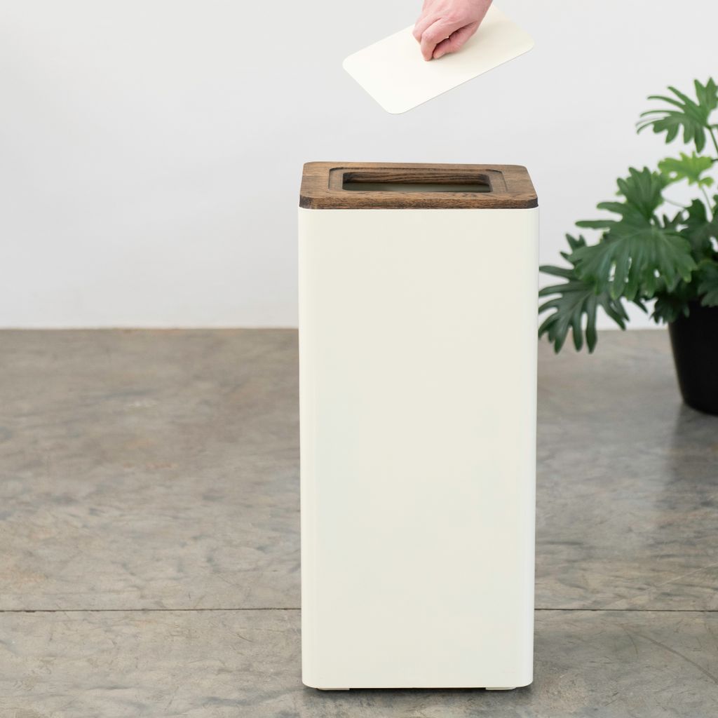 Lacuna Tall Bin - Cream / Dark Oak