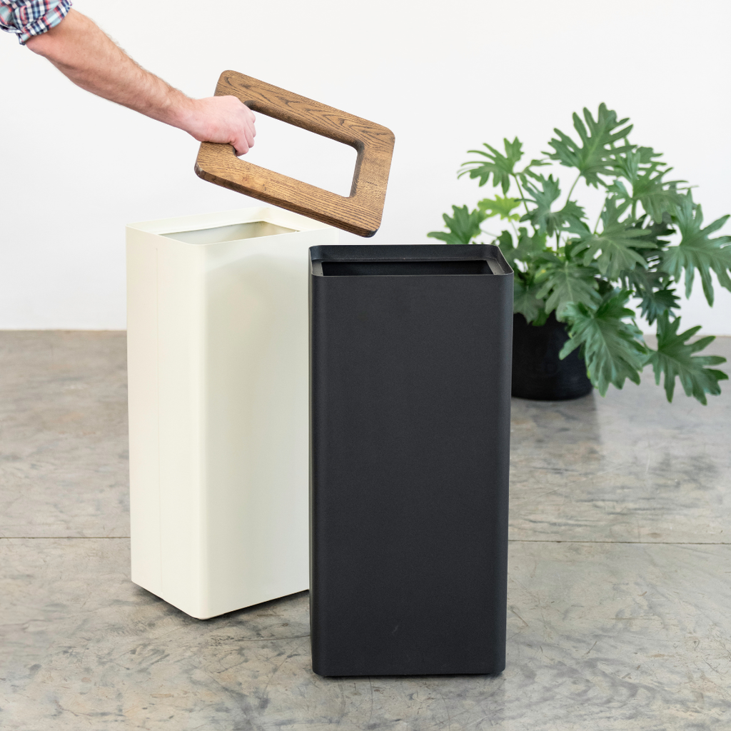 Lacuna Tall Bin - Black / Dark Oak