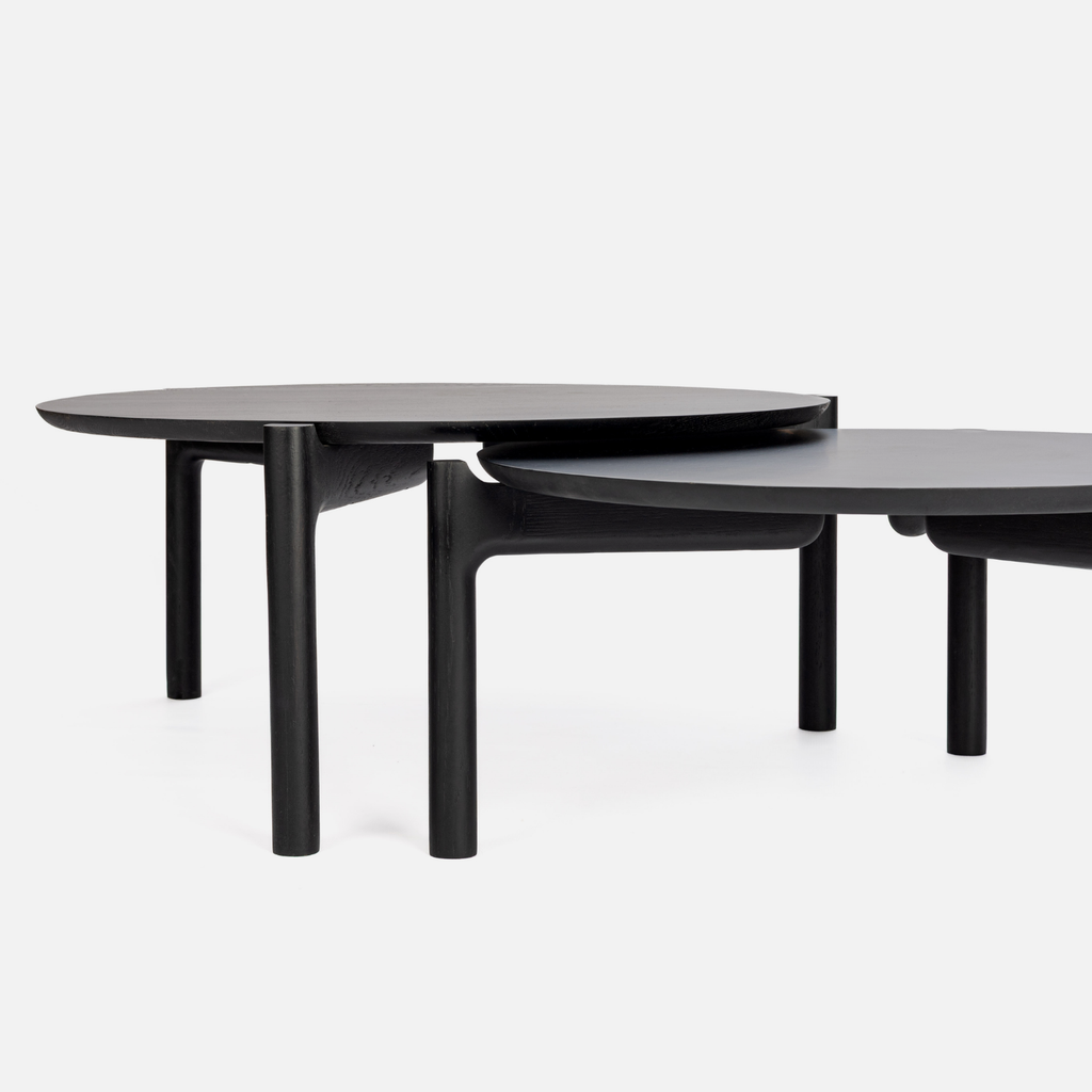 Akari Round Nesting Tables - Ebony Oak