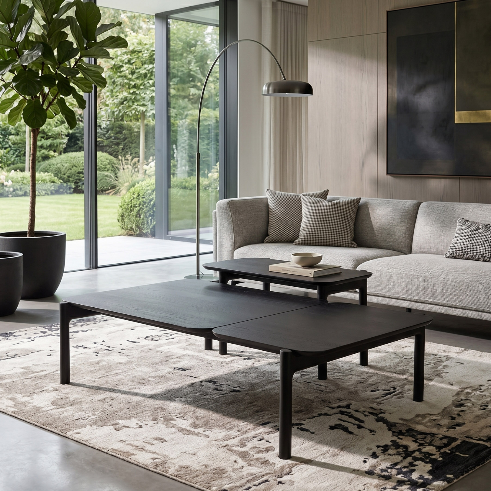 Akari Oversize Nesting Table Set- Ebony Oak