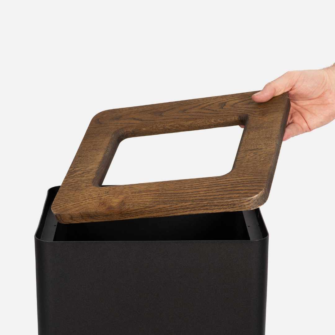 Lacuna Tall Bin - Black / Dark Oak