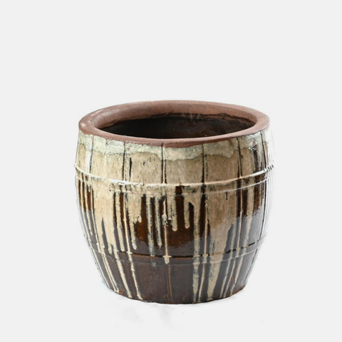 Barrel Pot Planter - Spilt Milk