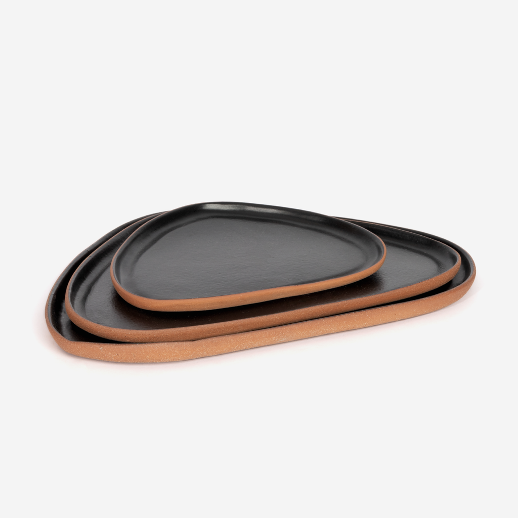 Ceres 3 Piece Terracotta Platter Set - Matte Black