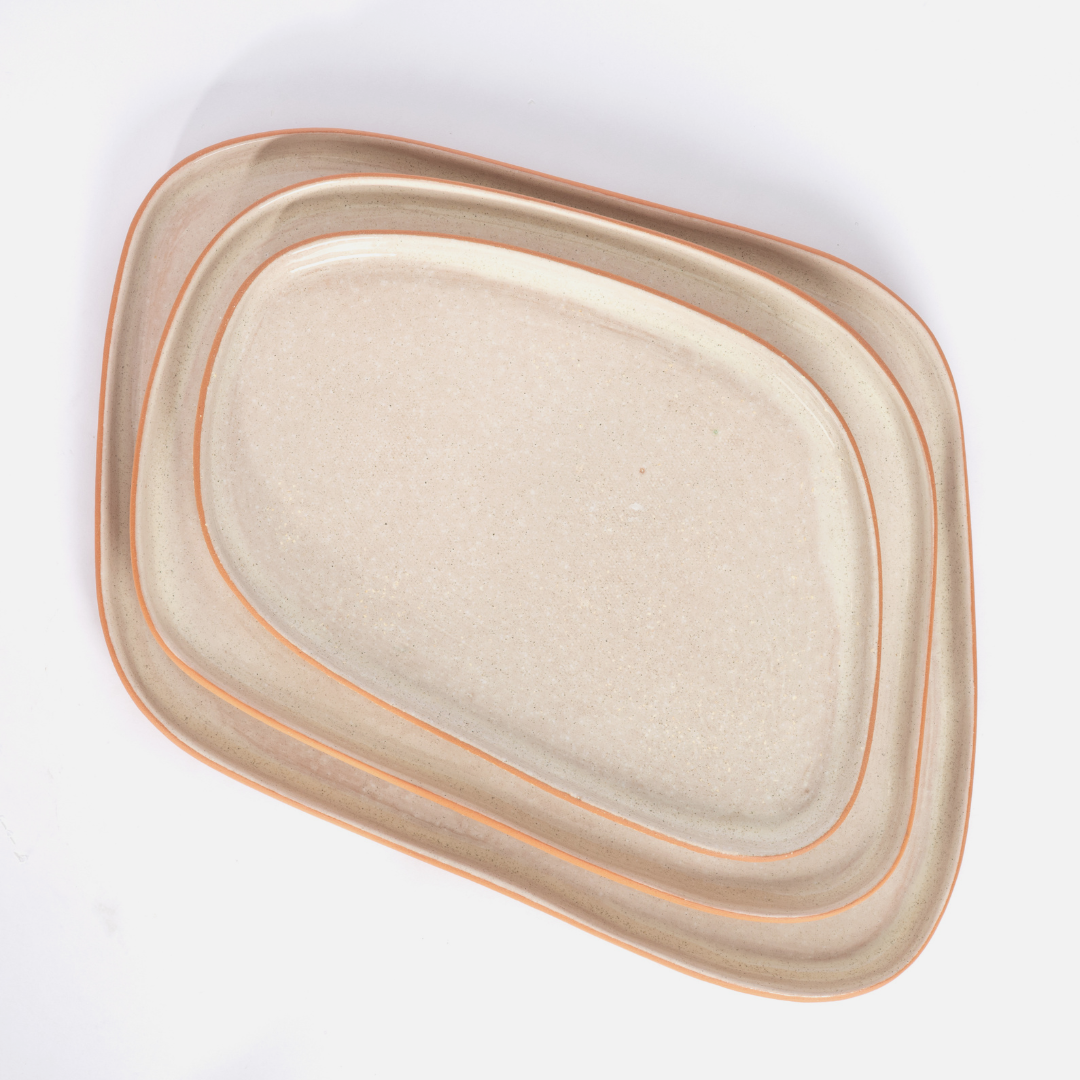 Ceres 3 Piece Terracotta Platter Set - Oat