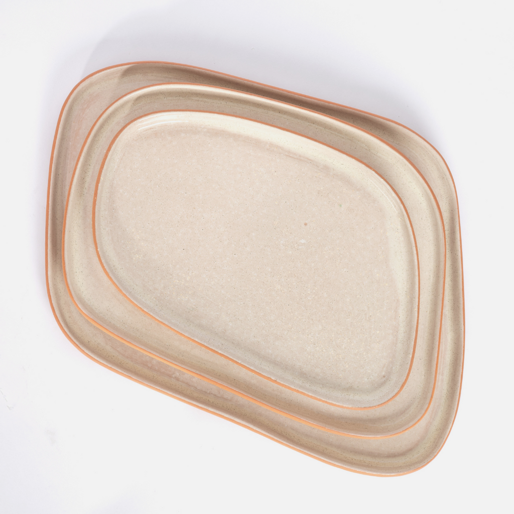 Ceres 3 Piece Terracotta Platter Set - Oat