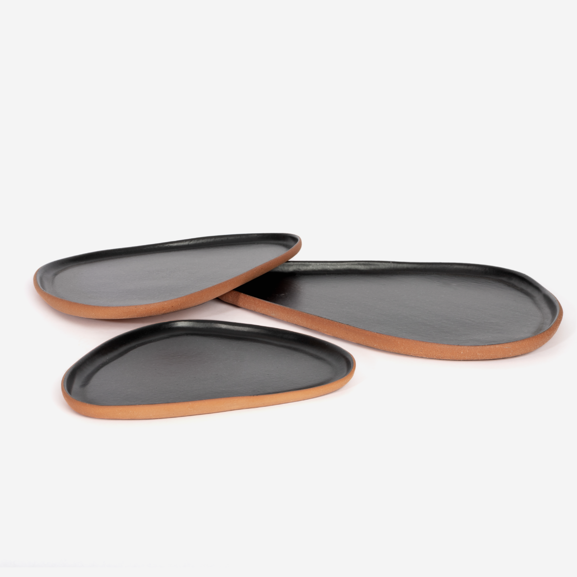 Ceres 3 Piece Terracotta Platter Set - Matte Black