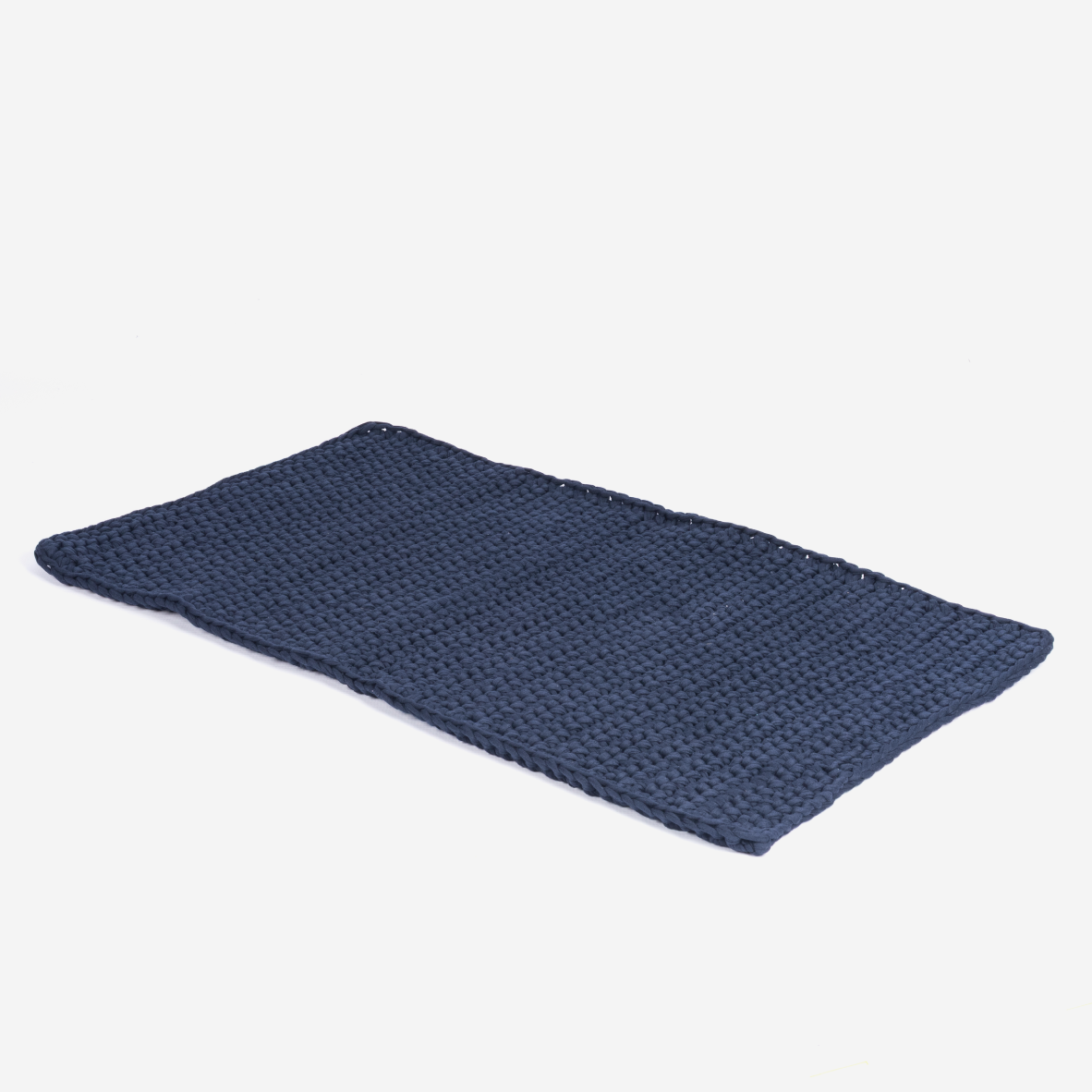 Cotton Crochet Bathmat - Navy
