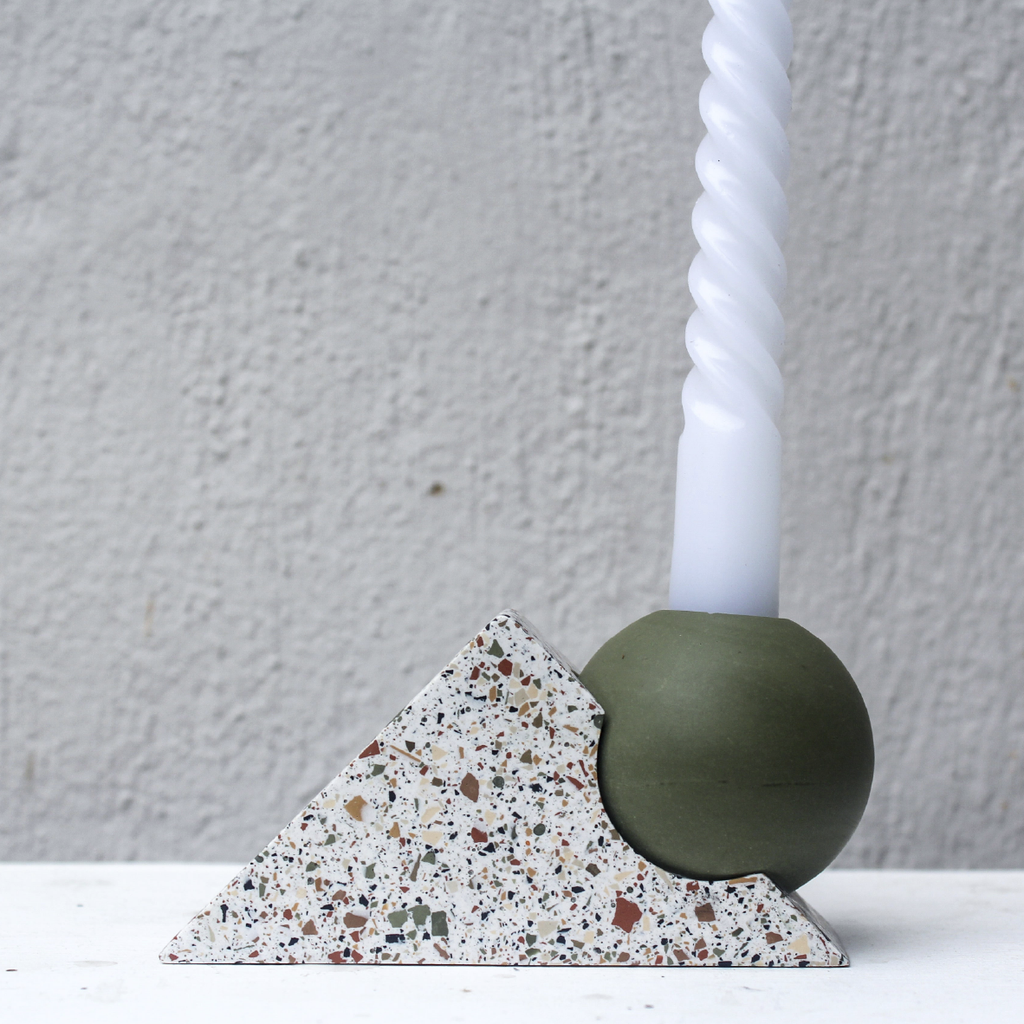 Equilibrium Candle Holder - Neutral Olive
