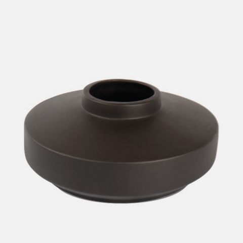 Flat Barrel Vase - Black