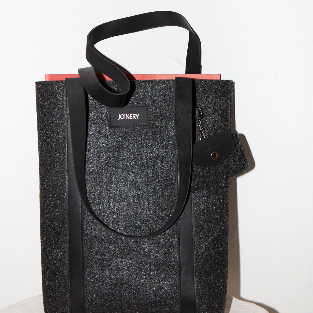 Utility Tote - Charcoal + Black Leather
