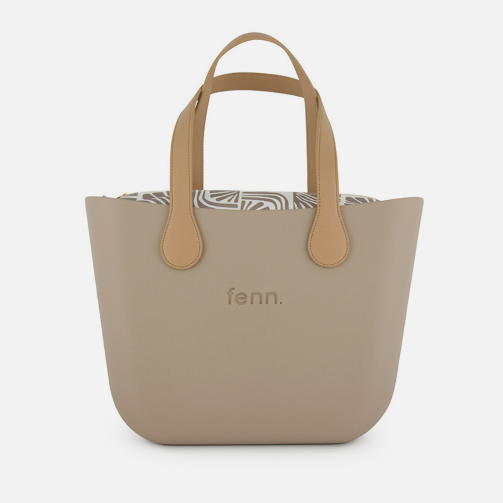 Original Handbag - Stone - Patterned Inner - Light Tan Handles