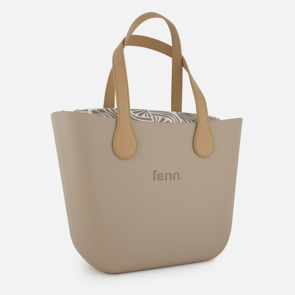 Original Handbag - Stone - Patterned Inner - Light Tan Handles