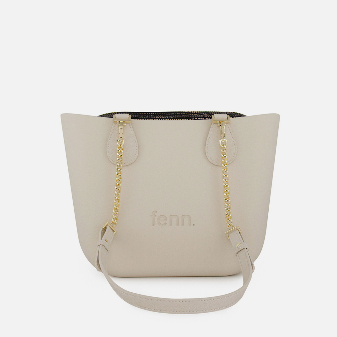 Petite Handbag - Champagne - Black Inner - Gold Chain