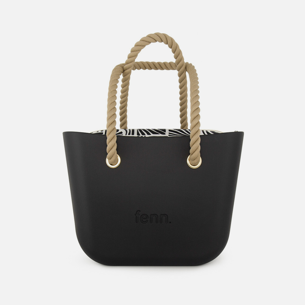 Petite Handbag - Patterned Inner - Beige Rope