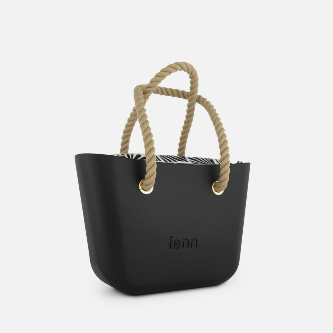 Petite Handbag - Patterned Inner - Beige Rope
