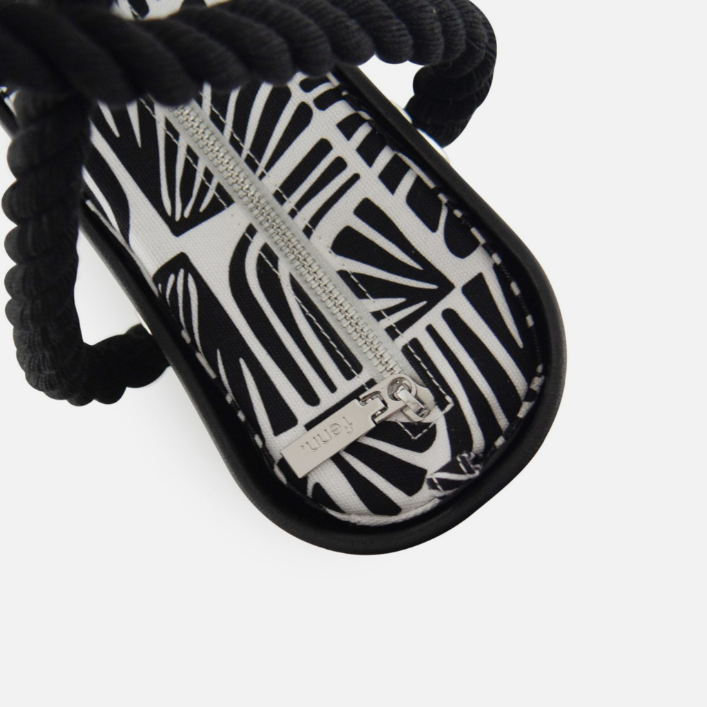 Petite Handbag - Patterned Inner - Black Rope
