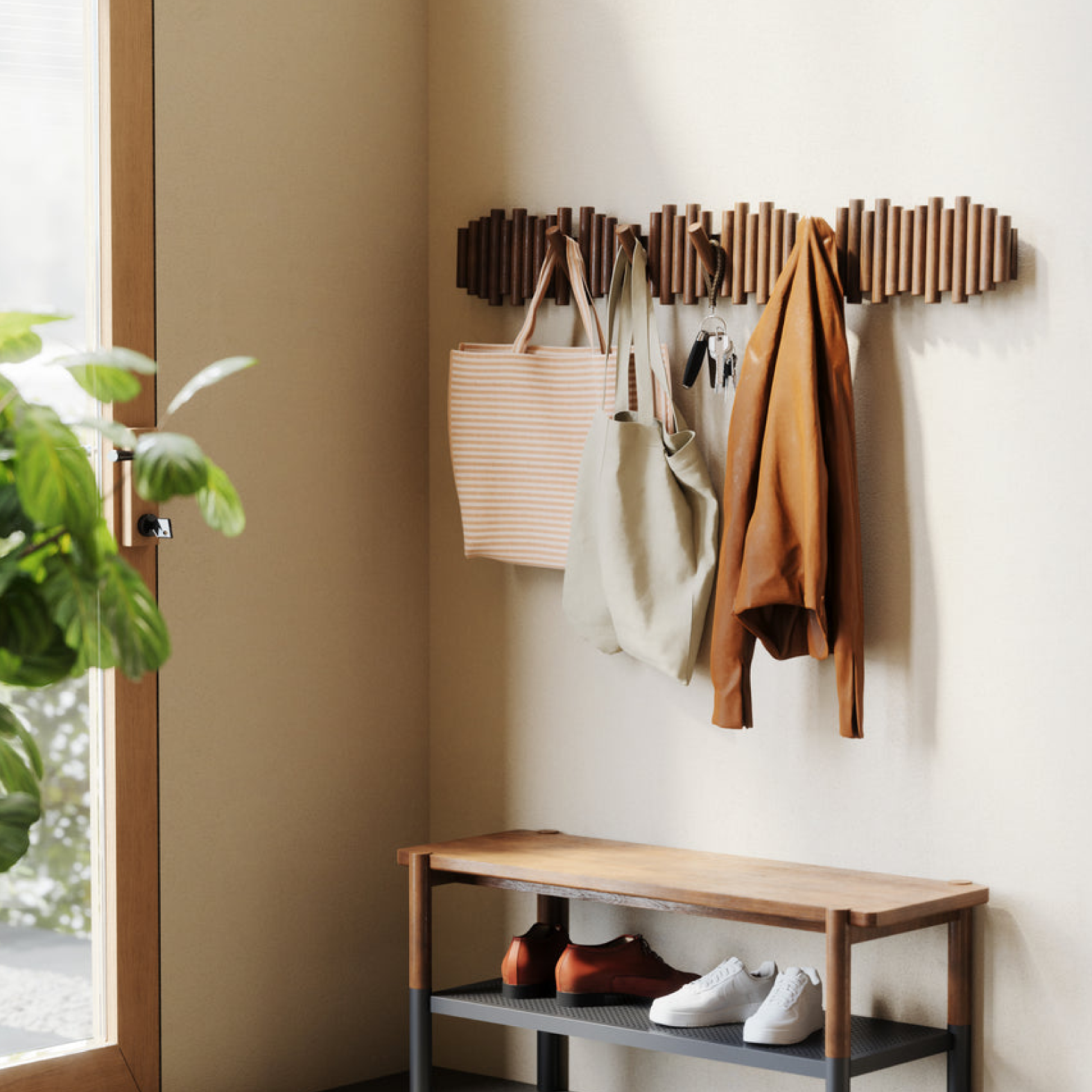 Picket Rail Wall Hook - Walnut