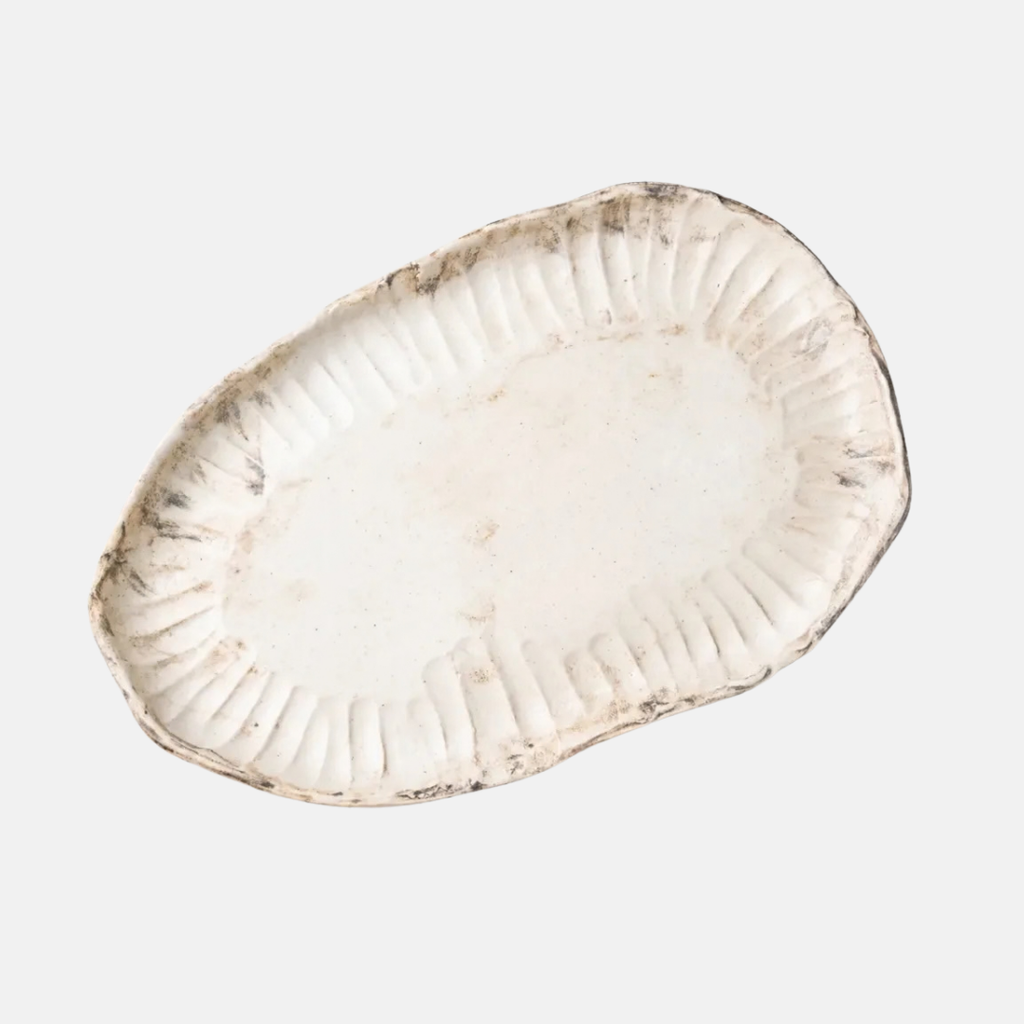 Ripple Edge Platter - Moroccan White