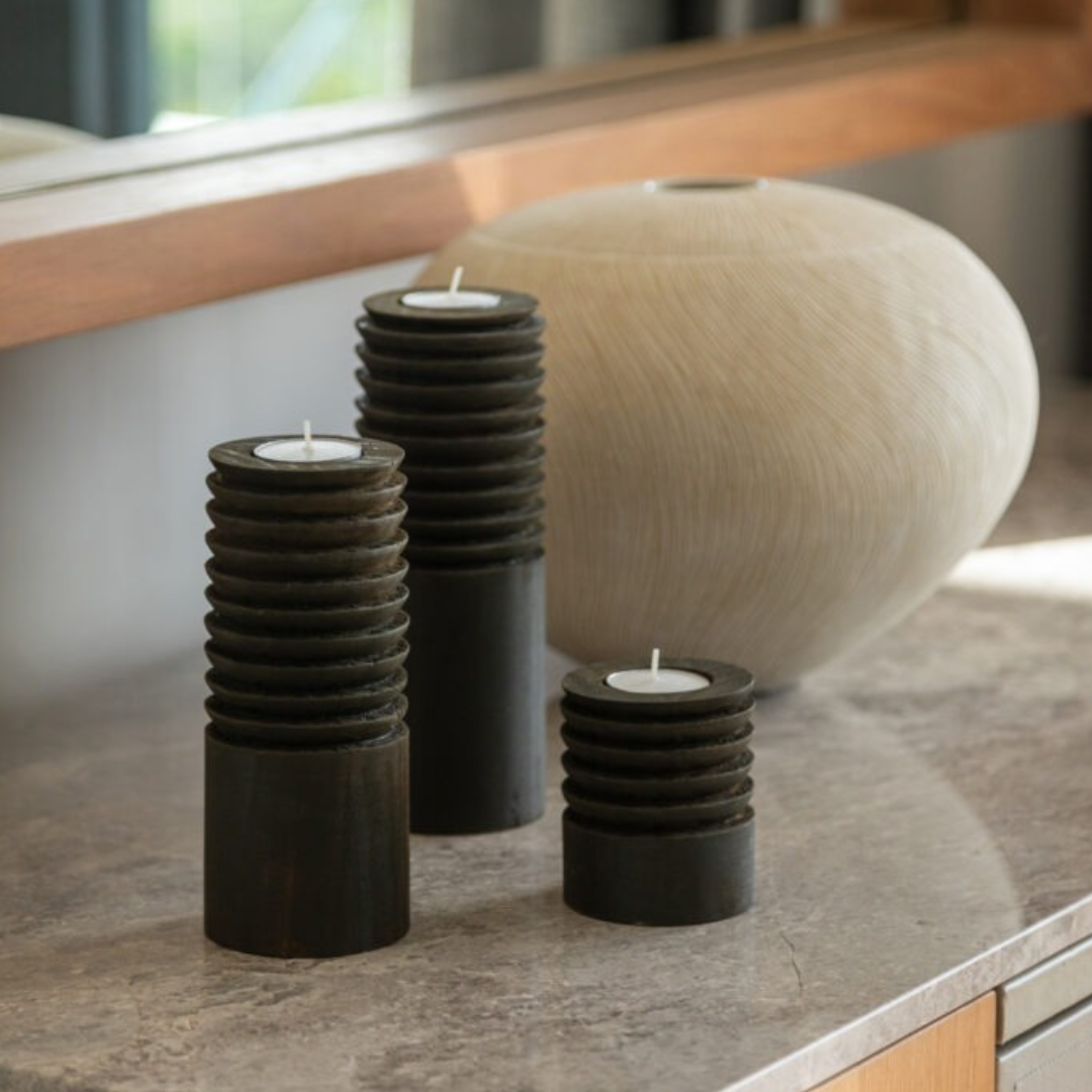 Ripple Candle Holder - Black