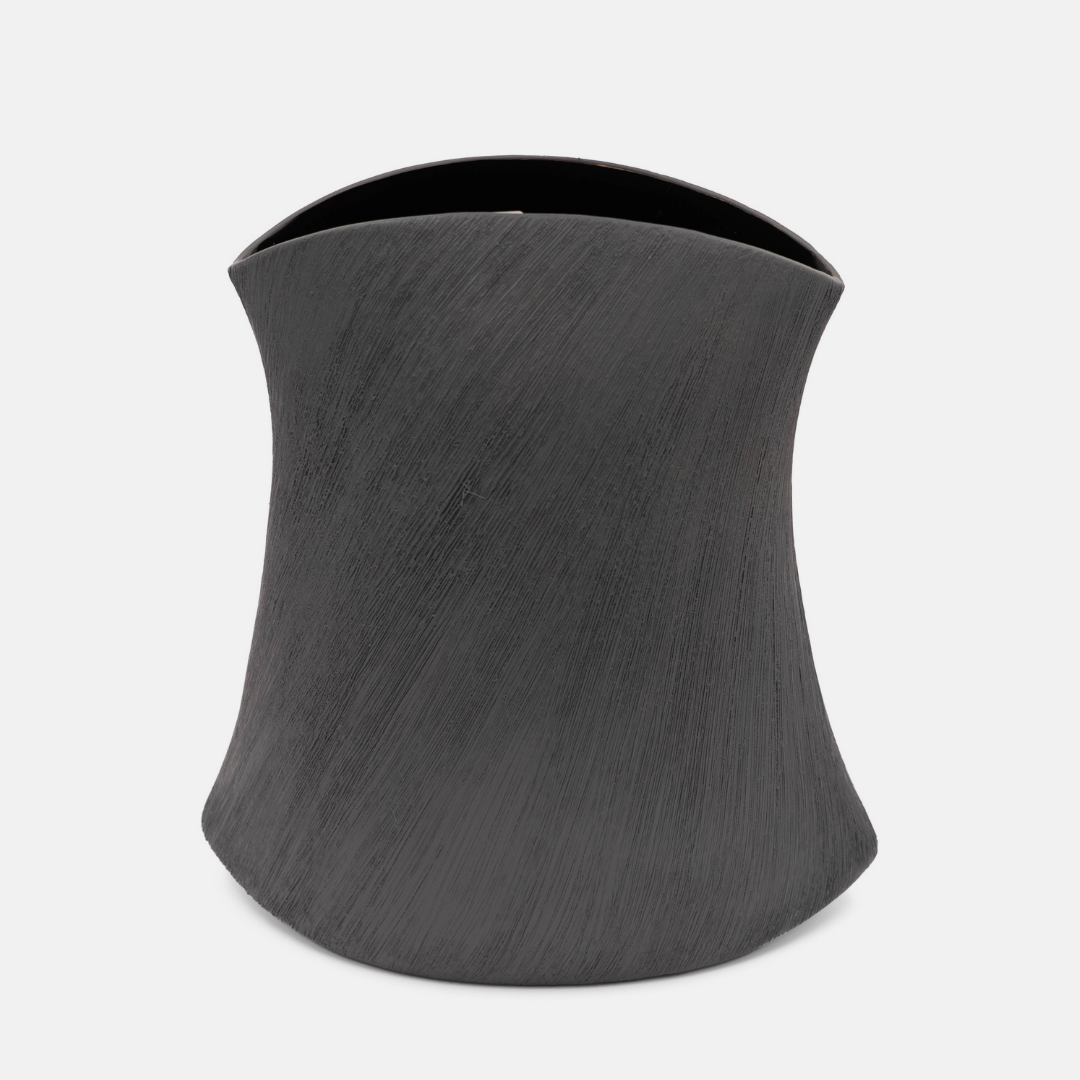 Scratched Rock Vase - Charcoal