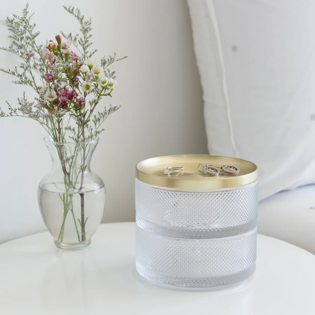 Tesora Glass Storage Box - Brass